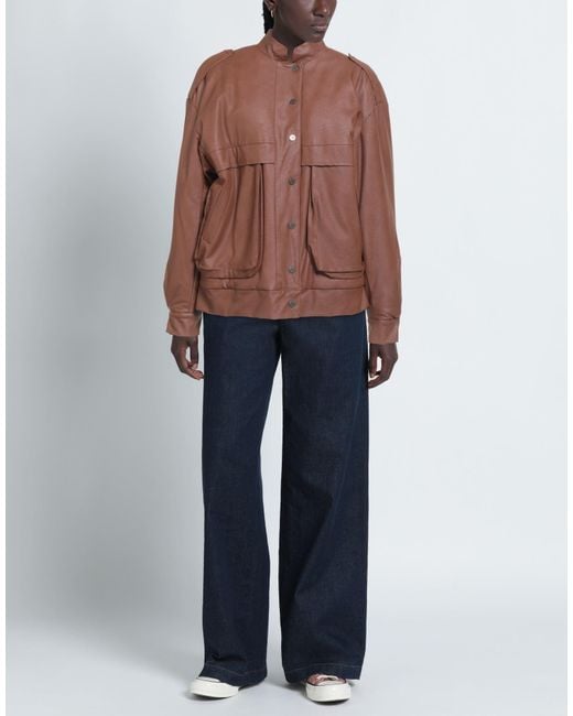 Soallure Brown Tan Jacket Polyester, Polyurethane