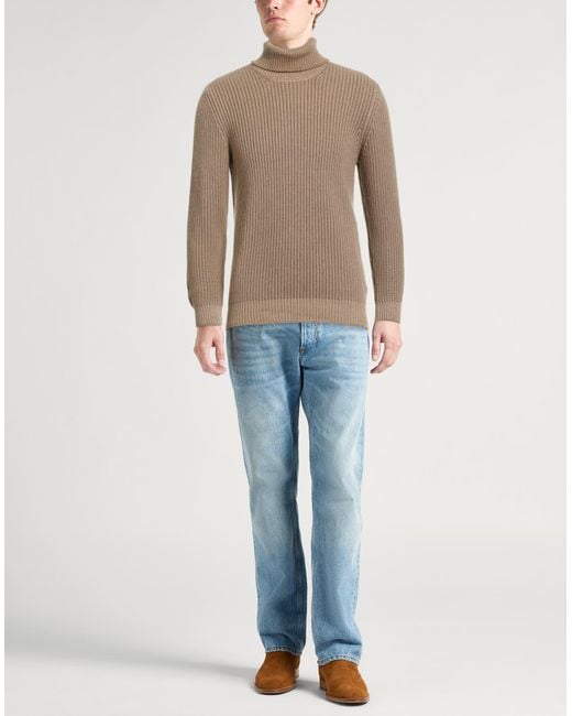 Lardini Brown Camel Turtleneck Cashmere for men