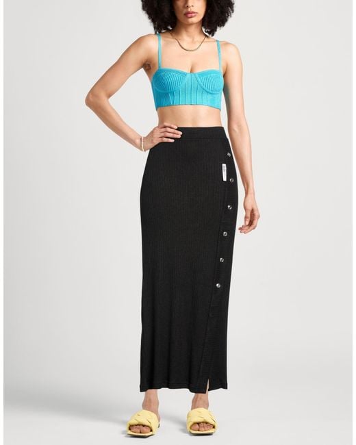Gcds Black Maxi Skirt Viscose, Polyester, Polyamide, Elastane