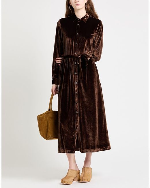 Caliban Brown Maxi Dress Polyester, Elastane