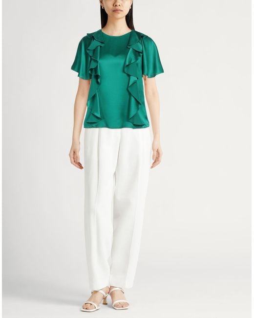 Alberta Ferretti Green Top Silk