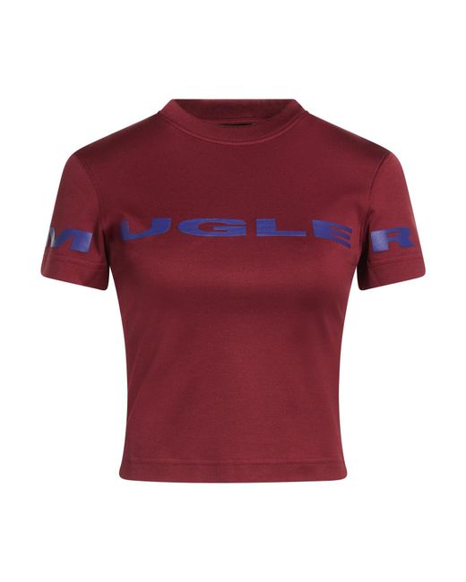 Mugler Red Burgundy T-Shirt Cotton