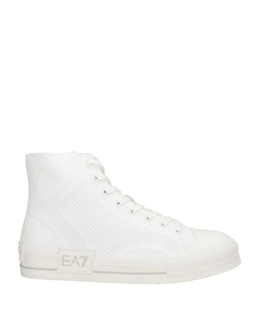 EA7 White Sneakers Polyester, Polyurethane, Elastane, Polyamide for men