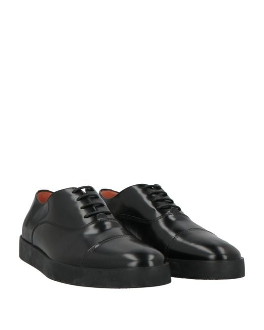 Santoni Black Lace-Up Shoes Leather for men