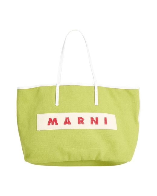Marni Green Shoulder Bag Cotton, Cow Leather, Brass, Zamak