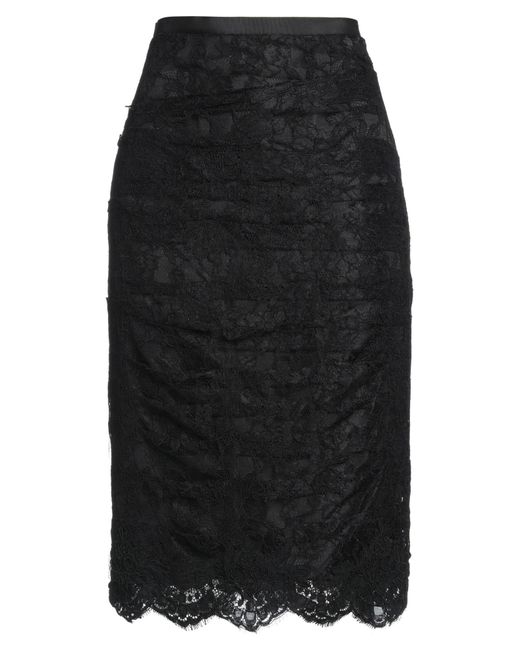 Anna Molinari Black Midi Skirt Viscose, Polyamide, Cotton