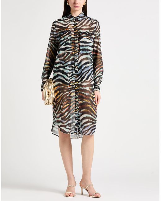 Just Cavalli Gray Mini Dress Polyester, Metallic Polyester