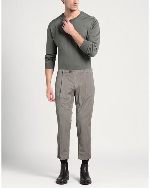 BRO-SHIP Gray Pants Cotton, Elastane for men