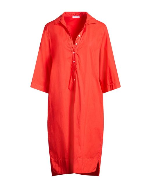 ROSSO35 Red Midi Dress Cotton