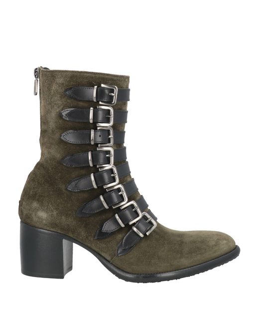 Rocco P Green Military Ankle Boots Leather