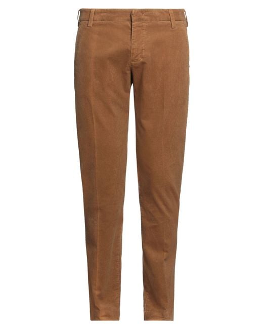 Entre Amis Brown Camel Pants Cotton, Elastane for men