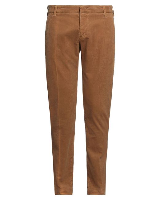 Entre Amis Brown Camel Pants Cotton, Elastane for men