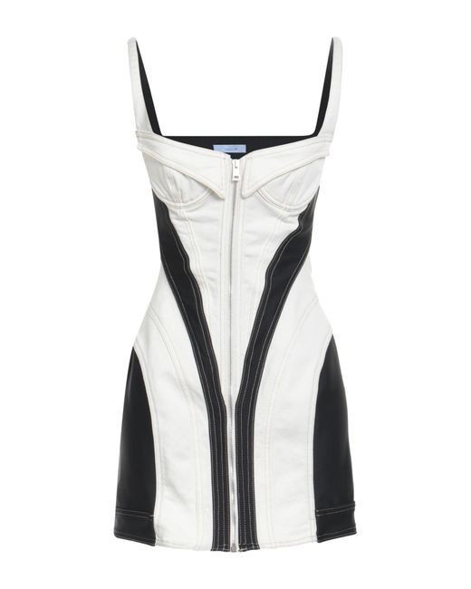 Mugler White Denim Bodycon Mini Dress