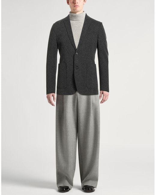 Paolo Pecora Black Charcoal Blazer Viscose, Wool, Polyamide, Elastane for men