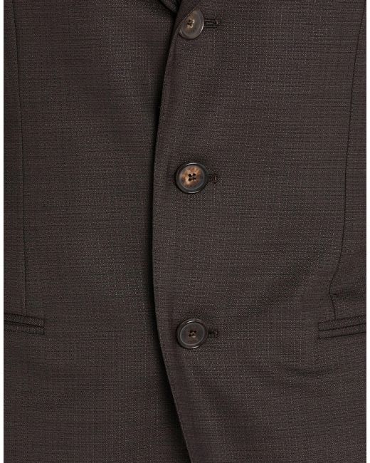 Caruso Black Dark Suit Wool, Elastane for men