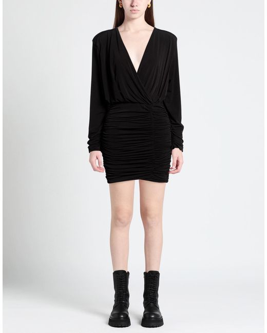 SWANNE STUDIO Black Mini Dress Polyester, Elastane