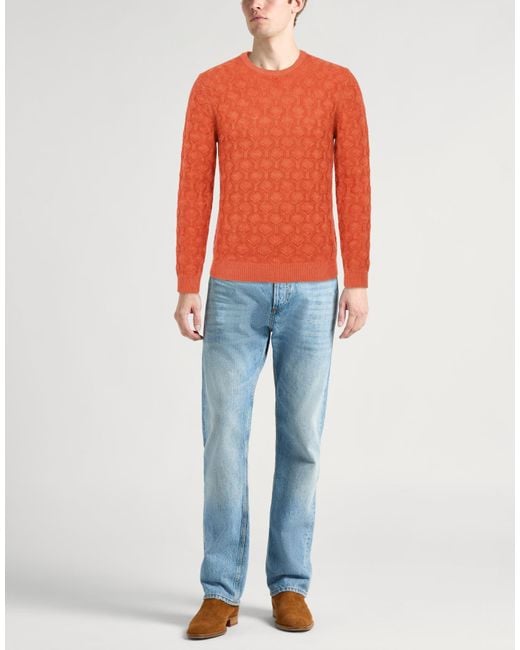 Fedeli Orange Sweater Merino Wool for men