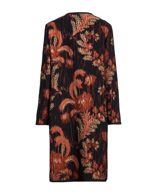 Etro Black Overcoat & Trench Coat Polyester, Wool, Acrylic, Polyamide, Metallic Fiber