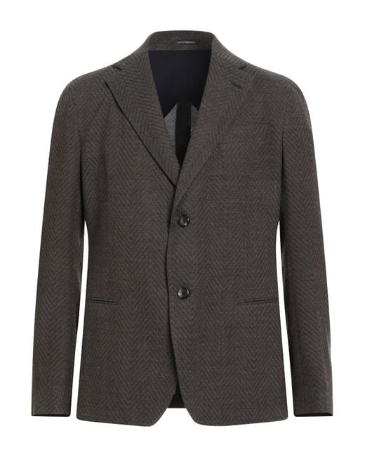 Emporio Armani Black Blazer Virgin Wool, Silk for men