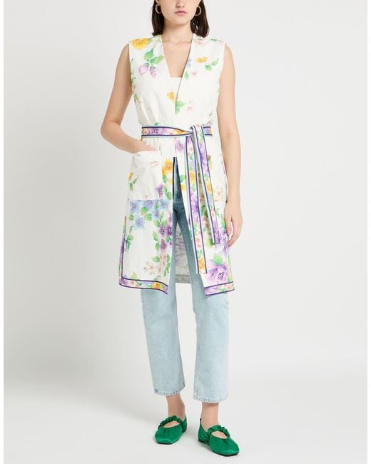 LEONARD Paris White Overcoat & Trench Coat Acetate, Viscose