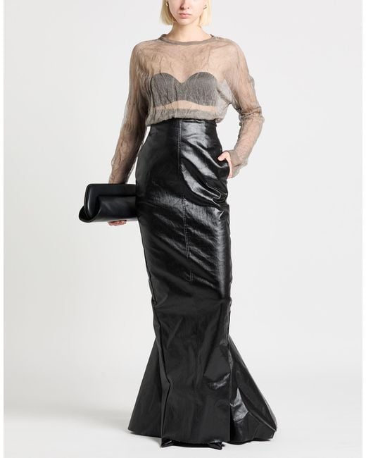 Rick Owens Black Denim Skirt Cotton, Elastomultiester, Rubber