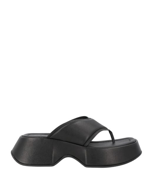Vic Matié Black Thong Sandal Textile Fibers
