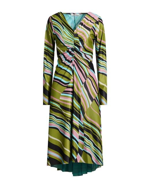 Maliparmi Green Midi Dress Polyester, Elastane