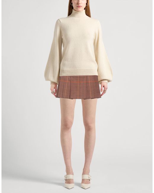 Dondup Brown Plaid A-Line Mini Skirt