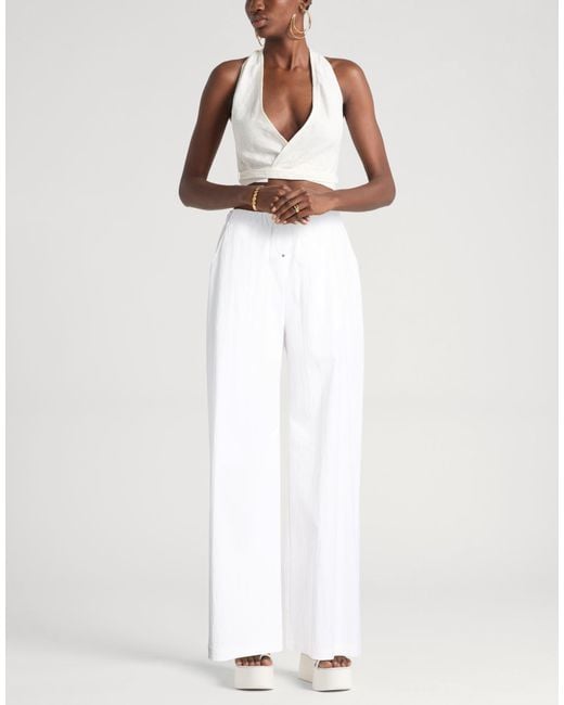 Moschino White Pants Cotton, Polyamide, Elastane