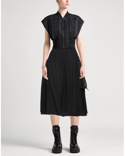 Yohji Yamamoto Black Midi Skirt Wool