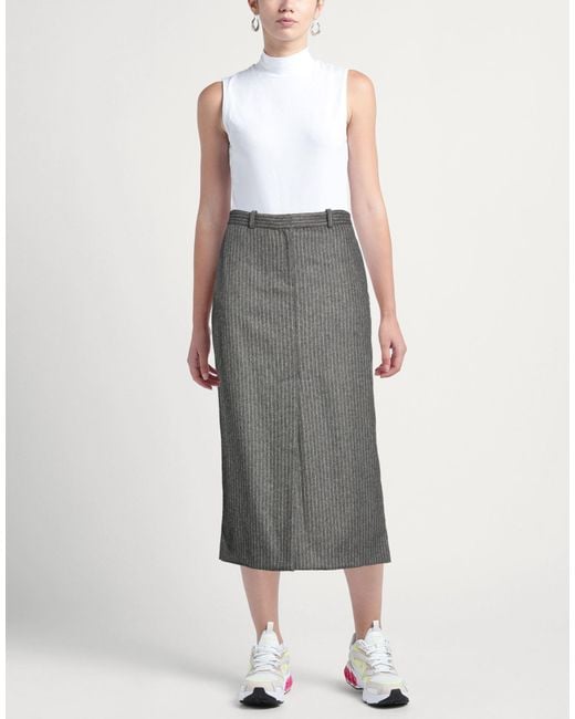 Ba&sh Gray Midi Skirt Wool, Polyester, Viscose