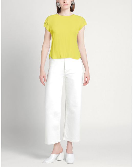 19.70 Nineteen Seventy Yellow Top Lyocell, Cotton, Acetate, Silk