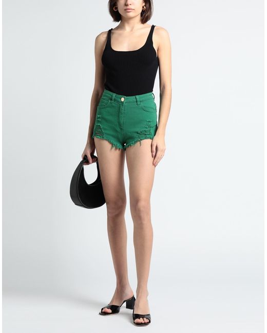 Elisabetta Franchi Green Denim Shorts