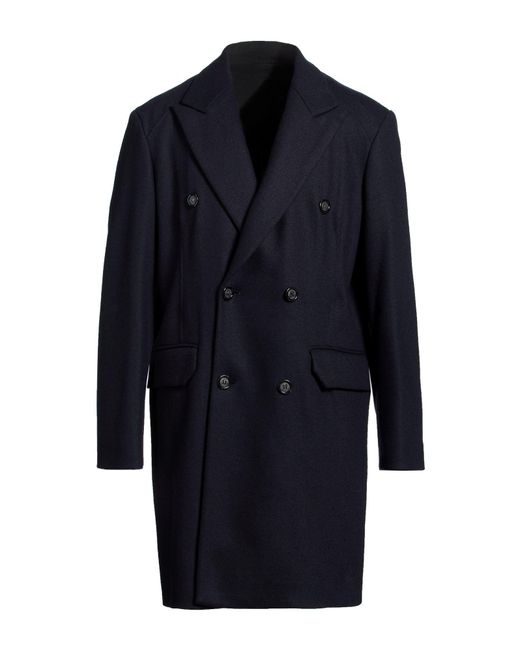 Paolo Pecora Blue Midnight Coat Wool, Polyester, Polyamide, Cashmere for men