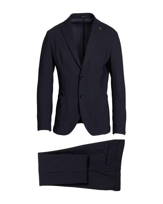 Paoloni Blue Suit Polyester, Wool, Elastane for men