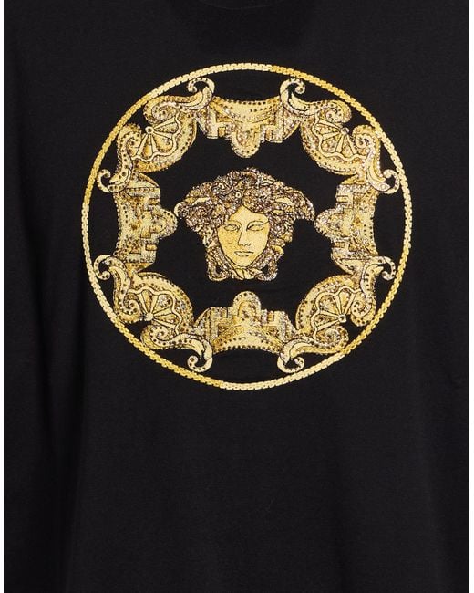 Versace Black T-Shirt Cotton, Glass, Polyester, Viscose for men