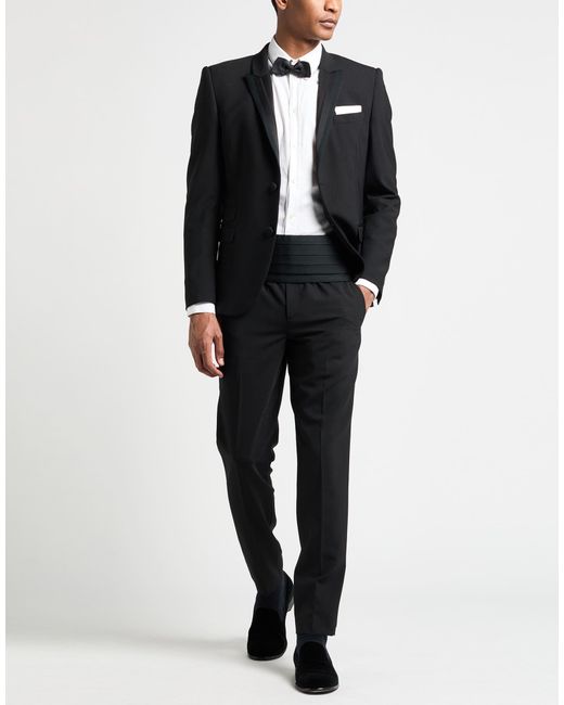 Neil Barrett Black Suit Polyester, Virgin Wool, Elastane for men