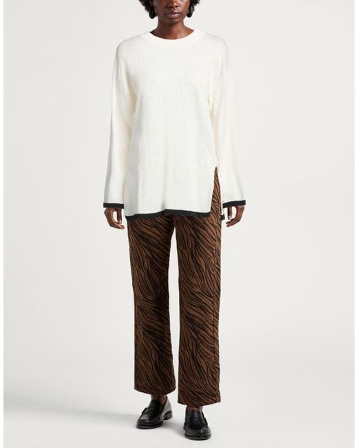Alpha Studio White Sweater Linen, Cotton