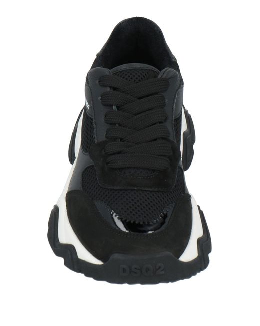DSquared² Black Sneakers Calfskin, Textile Fibers