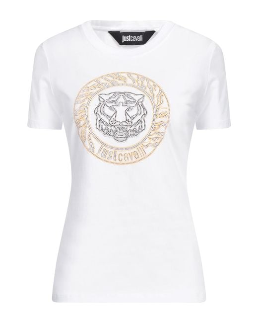 Just Cavalli White T-Shirt Cotton, Elastane
