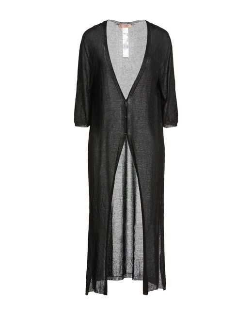 Twinset Black Cardigan Viscose, Polyamide, Polyester