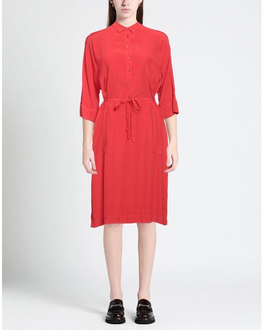HER SHIRT HER DRESS Red Midi Dress