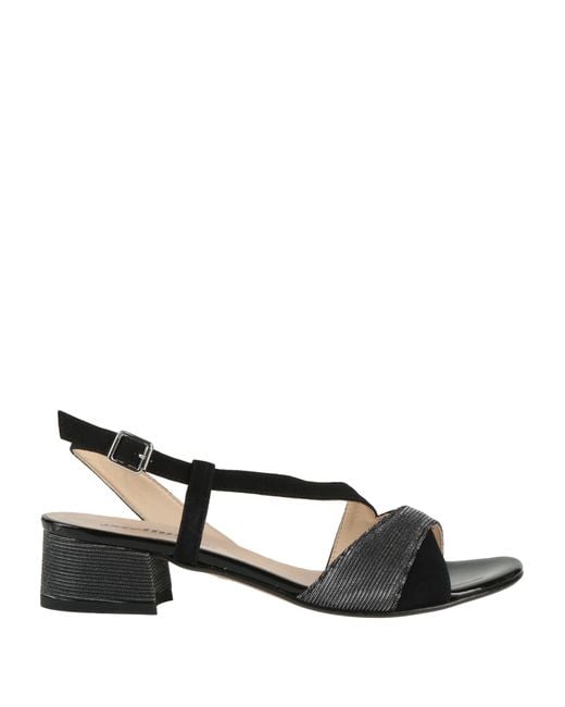 Melluso Black Sandals Leather, Textile Fibers