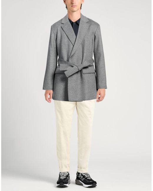 Emporio Armani Gray Coat Virgin Wool, Polyester for men