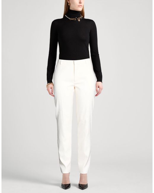 McQueen White Cream Pants Wool, Silk
