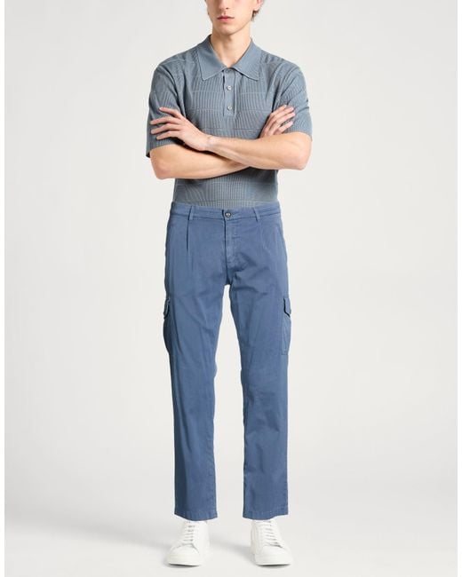 Moorer Blue Pants Cotton, Silk, Elastane for men