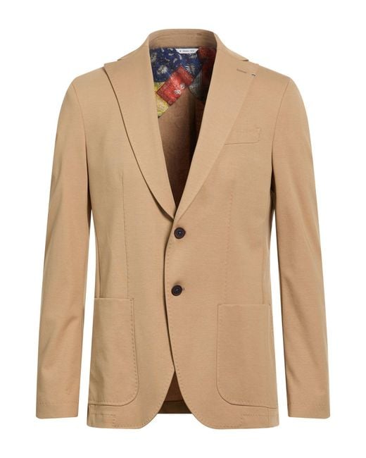 Manuel Ritz Natural Blazer Cotton, Polyamide, Elastane for men