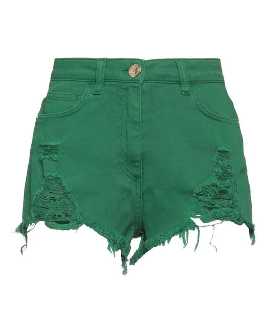 Elisabetta Franchi Green Denim Shorts