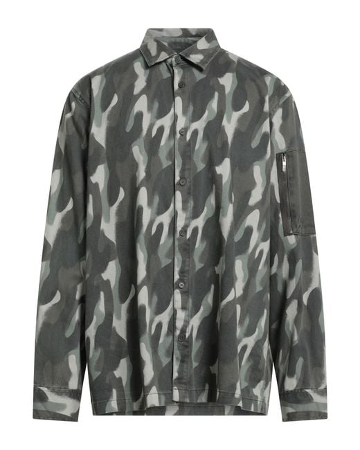 ARMANI EXCHANGE Gray Military Shirt Cotton, Elastane for men