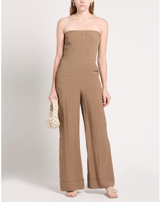 Kaos Natural Camel Jumpsuit Viscose, Linen